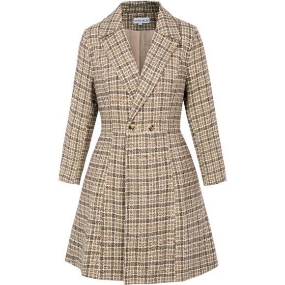 Women's Plus Size Wool Dress Coat Double Breasted Pea Coats Long Trench …